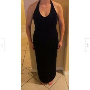 I.N. Navy Velvet Glitter Dress Medium M